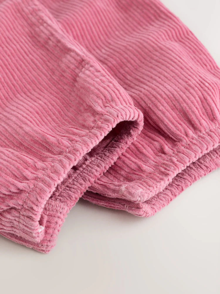 |BabyGirl| Conjunto De Bebê De 2 Peças: jardineira e Body Rosa De Veludo Cotelê (0 meses a 2 anos)