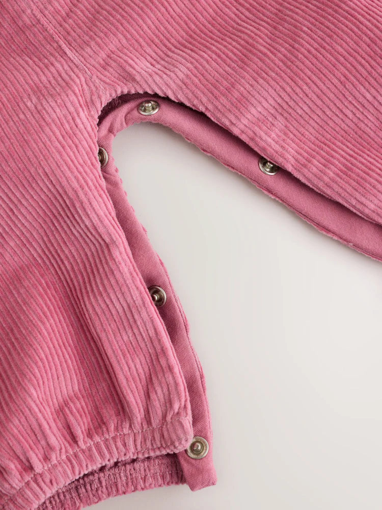 |BabyGirl| Conjunto De Bebê De 2 Peças: jardineira e Body Rosa De Veludo Cotelê (0 meses a 2 anos)