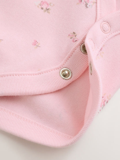 |BabyGirl| Conjunto De Bebê De 2 Peças: jardineira e Body Rosa De Veludo Cotelê (0 meses a 2 anos)