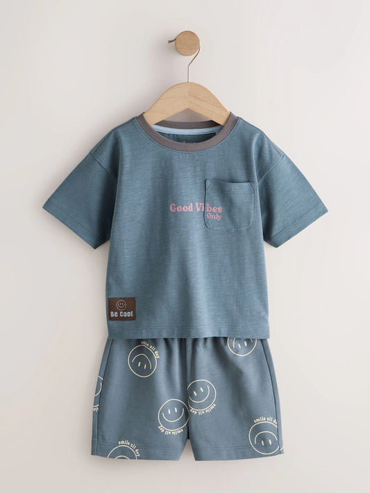 |Boy| Conjunto De 3 Pijamas Curtos Com Slogan Em Cinza/Cru (9 meses a 12 anos)