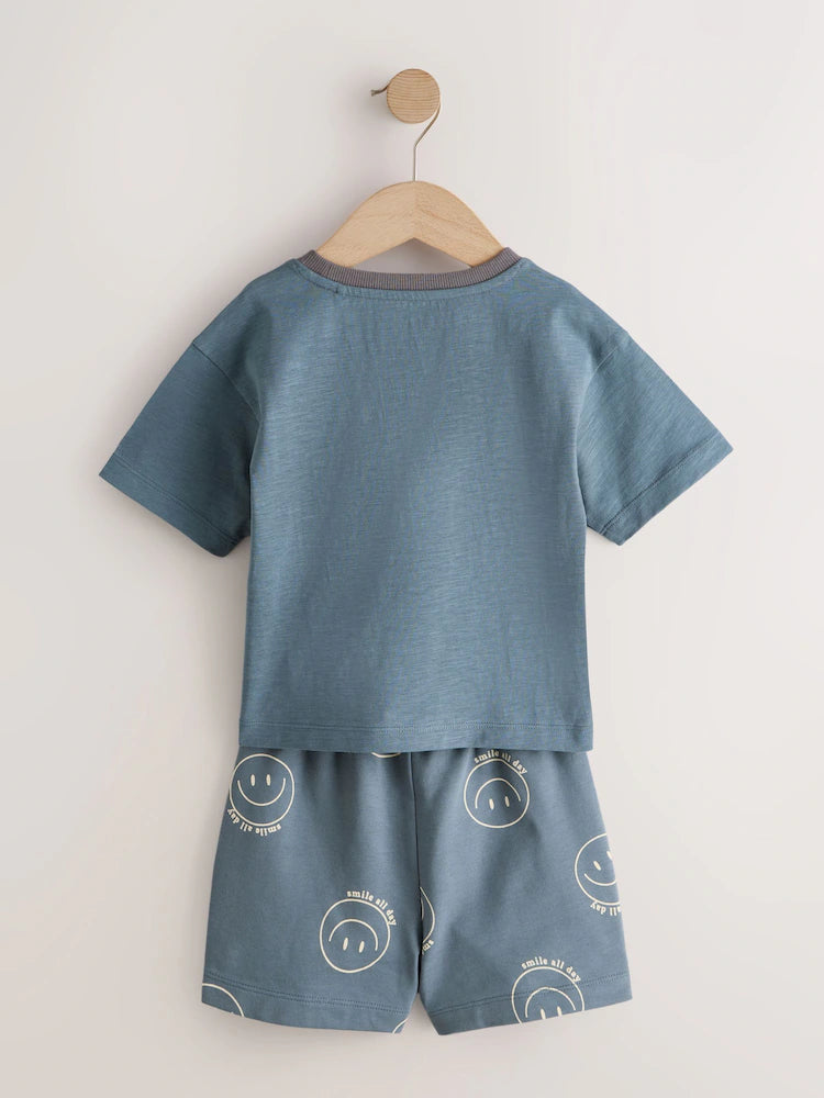 |Boy| Conjunto De 3 Pijamas Curtos Com Slogan Em Cinza/Cru (9 meses a 12 anos)