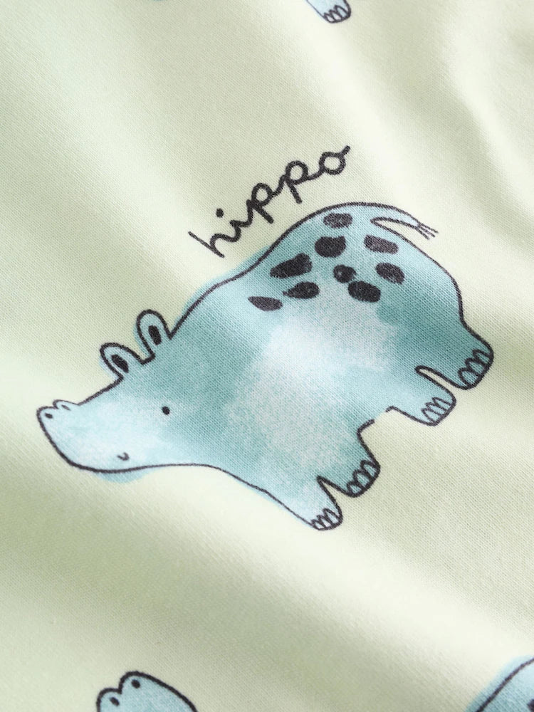 |Boy| Conjunto De 3 Pijamas Curtos Com Estampa Animal Nas Cores Marrom, Creme e Verde-sálvia (9 meses a 8 anos)