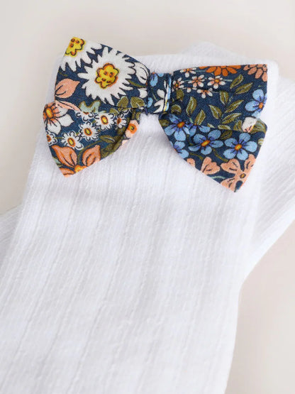 |BabyGirl| Conjunto De 3 Peças Para Bebê: Vestido De Tecido Floral Azul, Calcinha e Meias (0 meses a 2 anos)