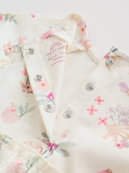 |BabyGirl| Kit com 2 Vestidos de Malha para Bebé com Estampado Floral Rosa (0 meses a 2 anos)