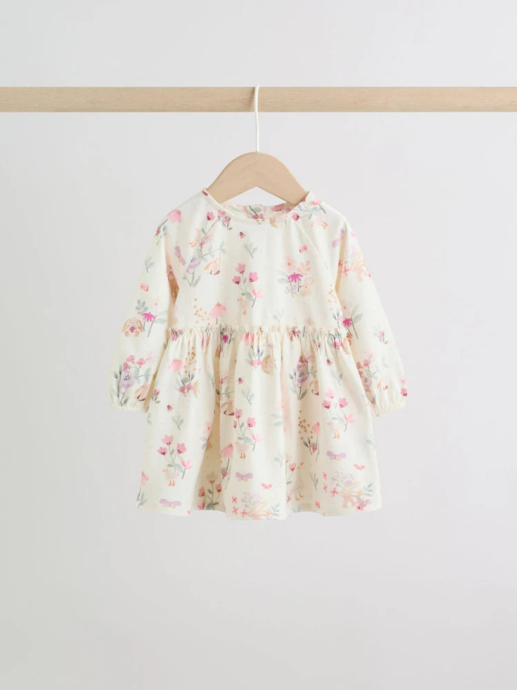 |BabyGirl| Kit com 2 Vestidos de Malha para Bebé com Estampado Floral Rosa (0 meses a 2 anos)
