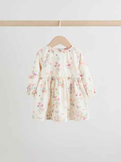 |BabyGirl| Kit com 2 Vestidos de Malha para Bebé com Estampado Floral Rosa (0 meses a 2 anos)