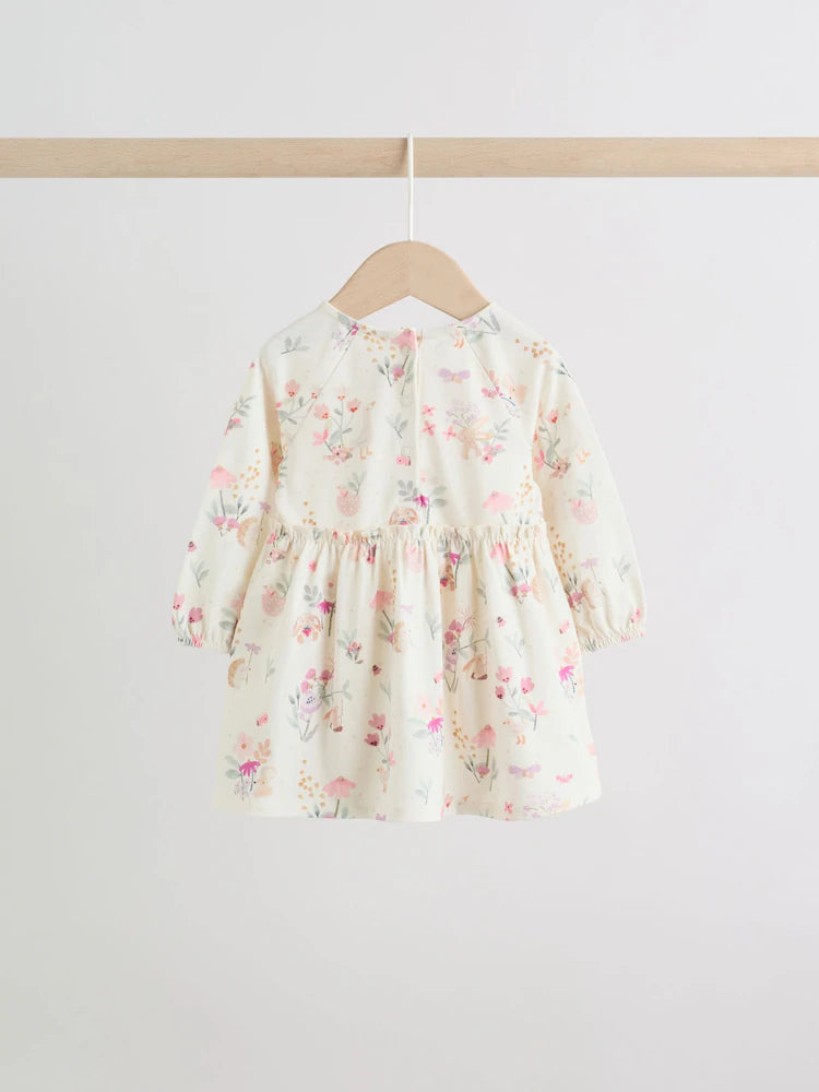 |BabyGirl| Kit com 2 Vestidos de Malha para Bebé com Estampado Floral Rosa (0 meses a 2 anos)