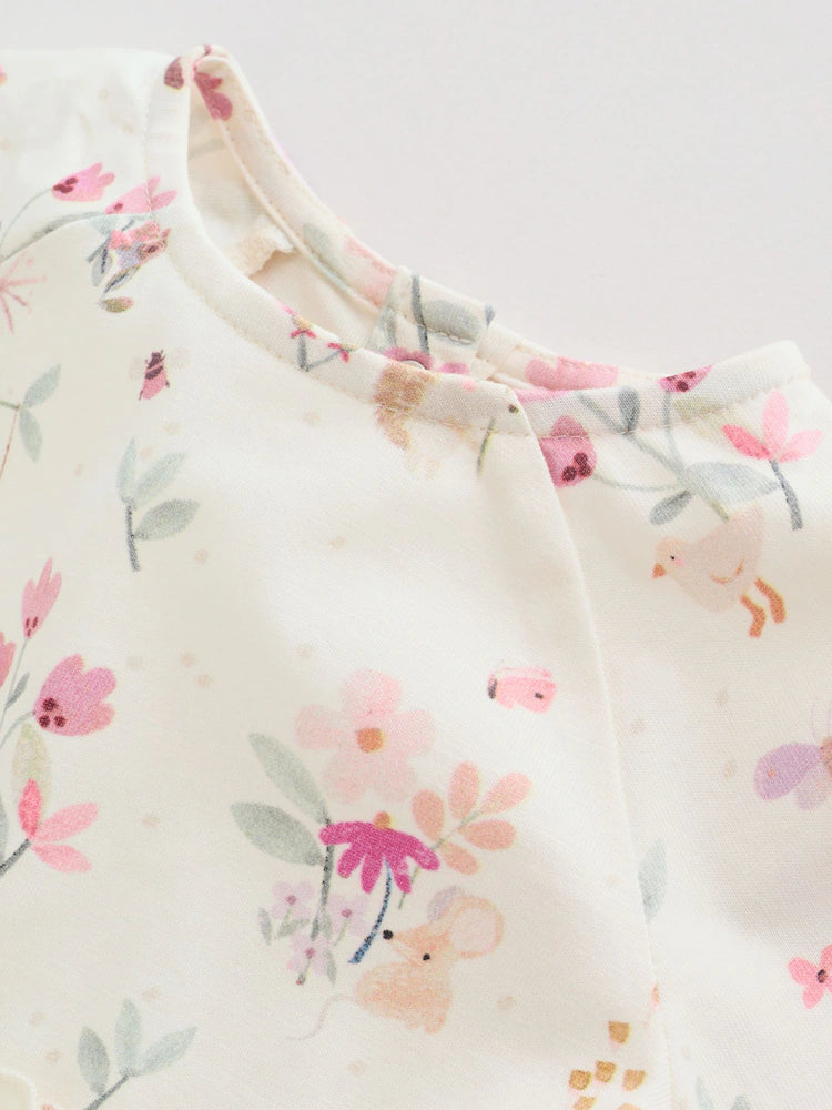 |BabyGirl| Kit com 2 Vestidos de Malha para Bebé com Estampado Floral Rosa (0 meses a 2 anos)