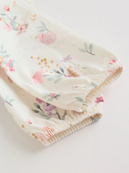 |BabyGirl| Kit com 2 Vestidos de Malha para Bebé com Estampado Floral Rosa (0 meses a 2 anos)