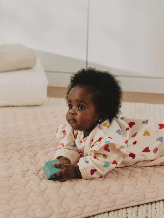 |BabyGirl| Macacão De Moletom Cru com Estampa de Coração Brilhante Para Bebê (0 meses a 2 anos)