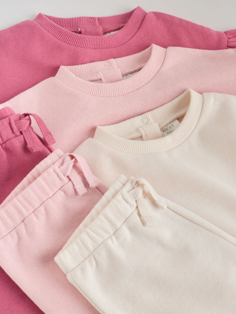 |BabyGirl| Conjunto de Moletom Rosa (Blusa e Calça Jogger) (0 meses a 3 anos)