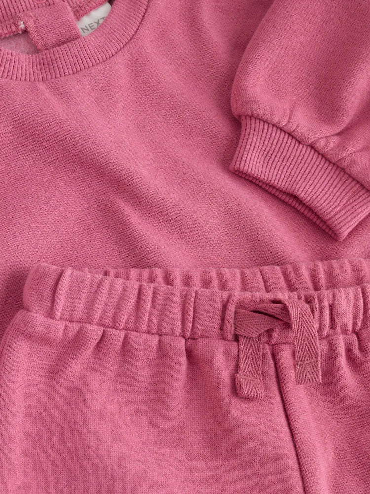 |BabyGirl| Conjunto de Moletom Rosa (Blusa e Calça Jogger) (0 meses a 3 anos)