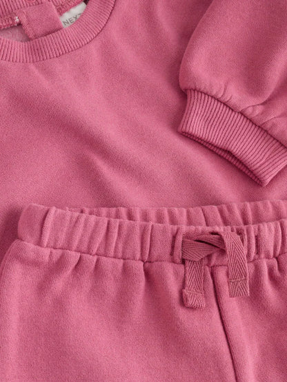 |BabyGirl| Conjunto de Moletom Rosa (Blusa e Calça Jogger) (0 meses a 3 anos)
