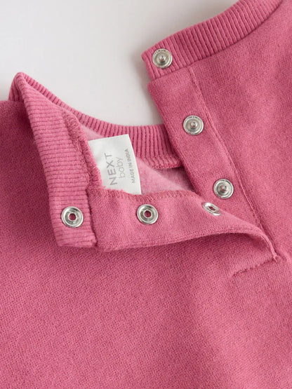 |BabyGirl| Conjunto de Moletom Rosa (Blusa e Calça Jogger) (0 meses a 3 anos)