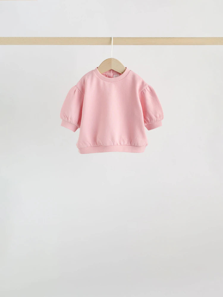 |BabyGirl| Conjunto de Moletom Rosa (Blusa e Calça Jogger) (0 meses a 3 anos)