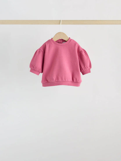 |BabyGirl| Conjunto de Moletom Rosa (Blusa e Calça Jogger) (0 meses a 3 anos)
