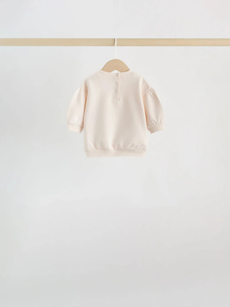 |BabyGirl| Conjunto de Moletom Rosa (Blusa e Calça Jogger) (0 meses a 3 anos)