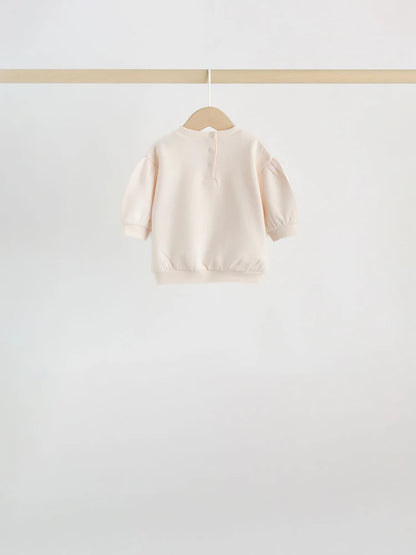 |BabyGirl| Conjunto de Moletom Rosa (Blusa e Calça Jogger) (0 meses a 3 anos)