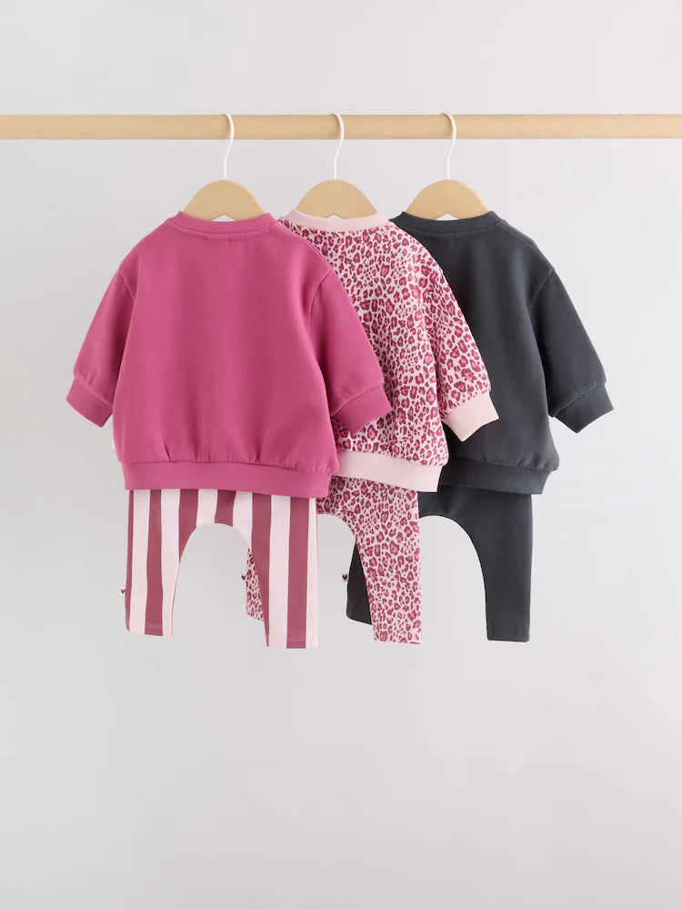 |BabyGirl| Conjunto De 6 Peças De Suéter e Leggings Com Estampa De Animal Para Bebês (0 meses a 2 anos)