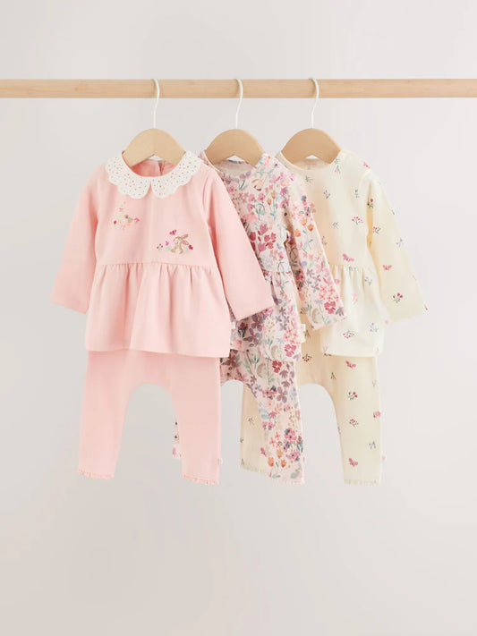 |BabyGirl| Conjunto De 6 Peças Para Bebê: Camiseta De Manga Longa e Legging (tema: ratinha fada rosa) – tamanhos de 0 meses a 2 anos