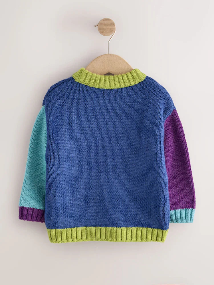 |Boy| Suéter de Tricô com Estampa de Personagem – Verde/Azul (3 meses a 7 anos)