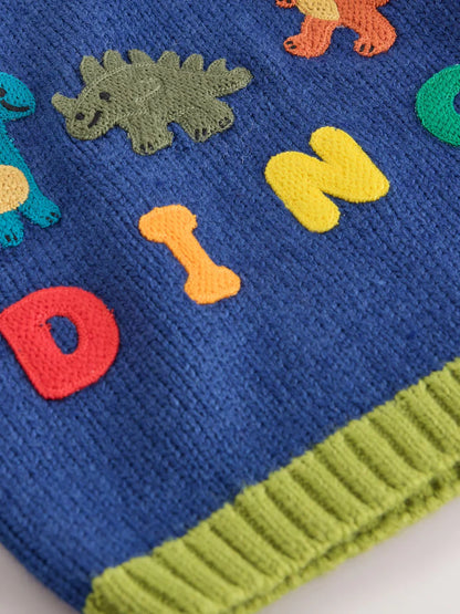 |Boy| Suéter de Tricô com Estampa de Personagem – Verde/Azul (3 meses a 7 anos)