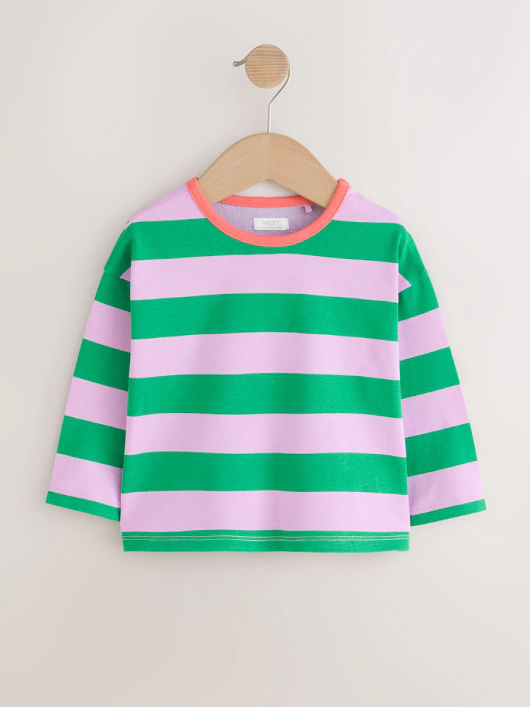 |Girl| Conjunto De Jardineira, Camiseta Listrada e Meia-calça (3 meses a 7 anos)