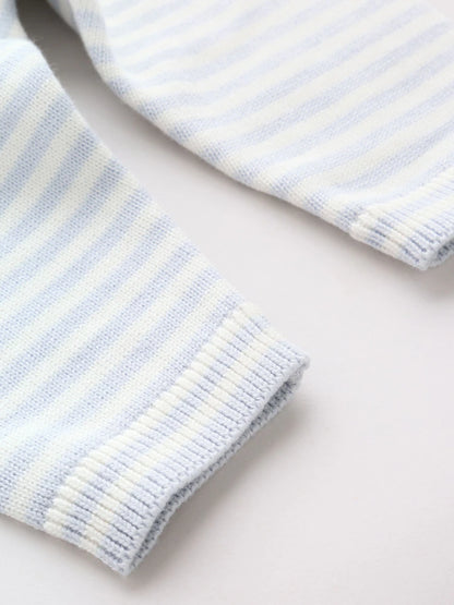 |BabyBoy| Conjunto de Bebê com Colete de Tricô Azul, Body e Calça (0 meses a 3 anos)