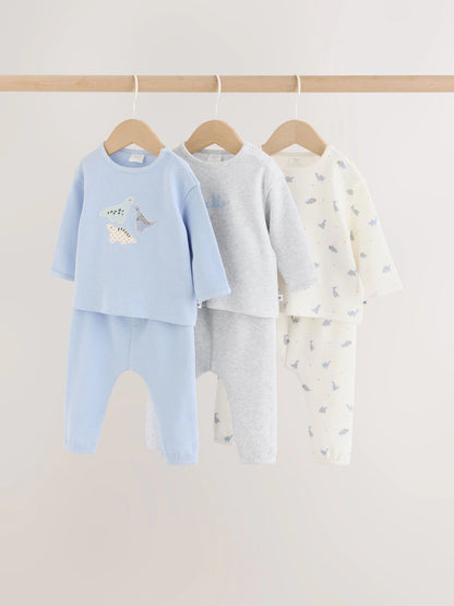 |BabyBoy| Conjunto De 6 Peças Com Blusa e Legging De Dinossauro Azul Para Bebês (0 meses a 3 anos)