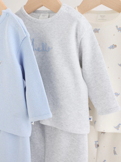 |BabyBoy| Conjunto De 6 Peças Com Blusa e Legging De Dinossauro Azul Para Bebês (0 meses a 3 anos)