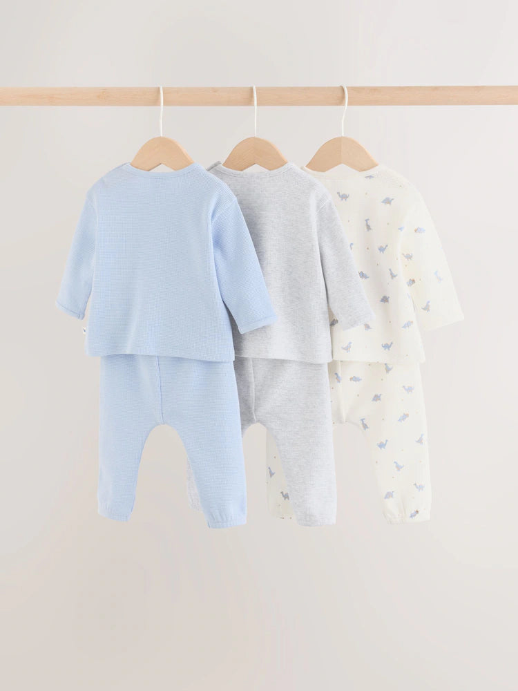 |BabyBoy| Conjunto De 6 Peças Com Blusa e Legging De Dinossauro Azul Para Bebês (0 meses a 3 anos)