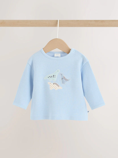 |BabyBoy| Conjunto De 6 Peças Com Blusa e Legging De Dinossauro Azul Para Bebês (0 meses a 3 anos)