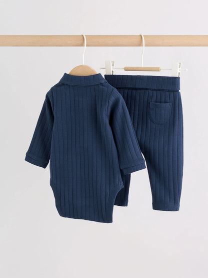 |BabyBoy| Conjunto de Body Polo e Legging para Bebê – Azul-marinho (0 meses a 2 anos)