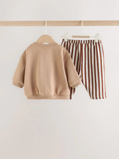 |BabyBoy| Conjunto de Bebê (Moletom e Calça) – Urso Marrom Chocolate (0 meses a 2 anos)