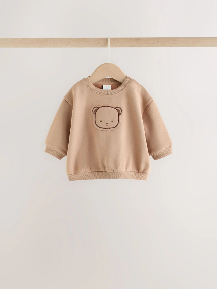 |BabyBoy| Conjunto de Bebê (Moletom e Calça) – Urso Marrom Chocolate (0 meses a 2 anos)