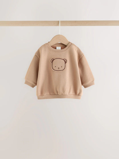 |BabyBoy| Conjunto de Bebê (Moletom e Calça) – Urso Marrom Chocolate (0 meses a 2 anos)