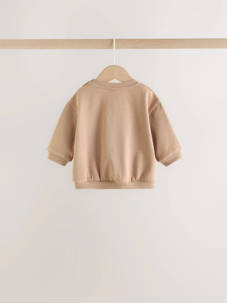 |BabyBoy| Conjunto de Bebê (Moletom e Calça) – Urso Marrom Chocolate (0 meses a 2 anos)