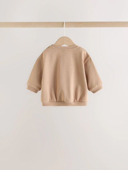 |BabyBoy| Conjunto de Bebê (Moletom e Calça) – Urso Marrom Chocolate (0 meses a 2 anos)