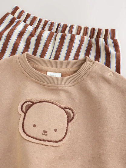 |BabyBoy| Conjunto de Bebê (Moletom e Calça) – Urso Marrom Chocolate (0 meses a 2 anos)