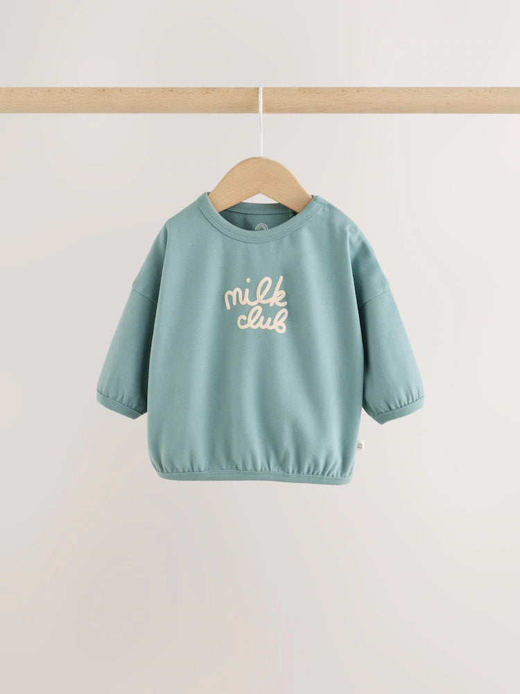 |BabyBoy| Conjunto Blue Milk Club com Blusa e Legging para Bebê (0 meses a 2 anos)