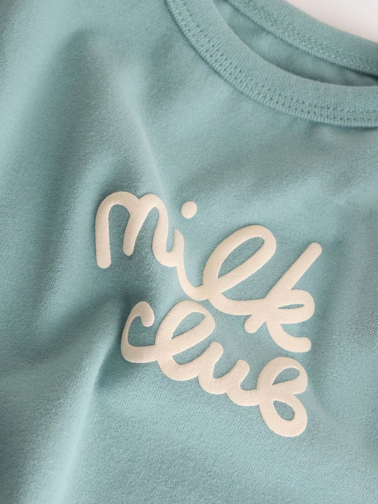 |BabyBoy| Conjunto Blue Milk Club com Blusa e Legging para Bebê (0 meses a 2 anos)