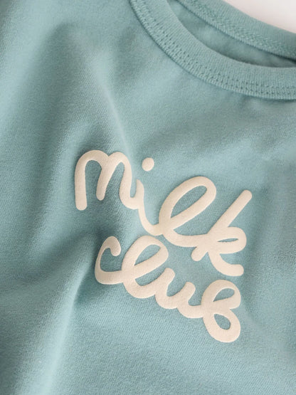 |BabyBoy| Conjunto Blue Milk Club com Blusa e Legging para Bebê (0 meses a 2 anos)