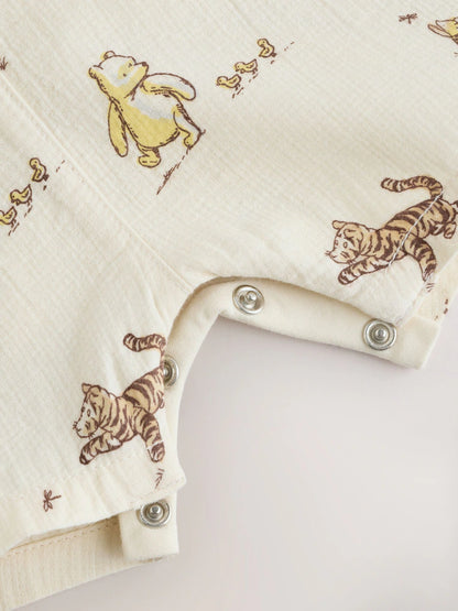 |BabyBoy| Conjunto Neutro De Jardineira e Body Para Bebê do Ursinho Pooh (0 meses a 2 anos)