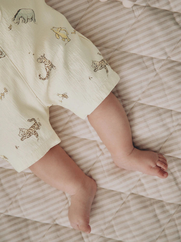 |BabyBoy| Conjunto Neutro De Jardineira e Body Para Bebê do Ursinho Pooh (0 meses a 2 anos)