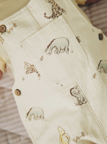 |BabyBoy| Conjunto Neutro De Jardineira e Body Para Bebê do Ursinho Pooh (0 meses a 2 anos)