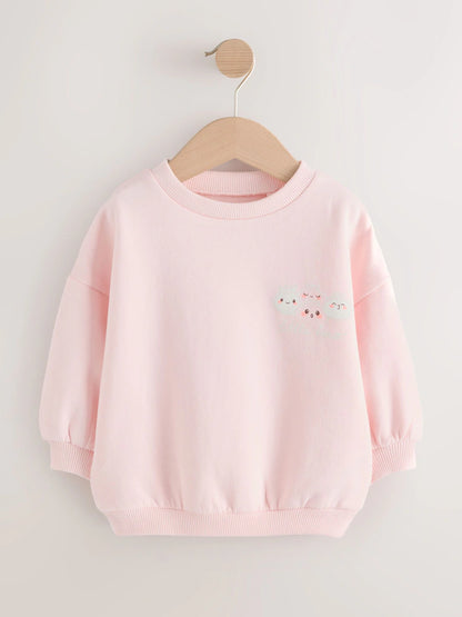 |Girl| Moletom Rosa Claro Com Estampa De Pãezinhos Bao (3 meses a 7 anos)