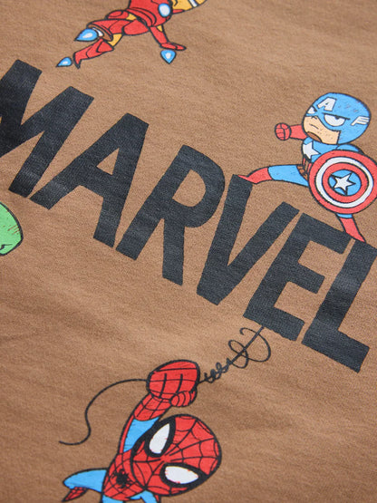 |Boy| Camiseta Marvel Marrom de Manga Longa (6 meses a 8 anos)