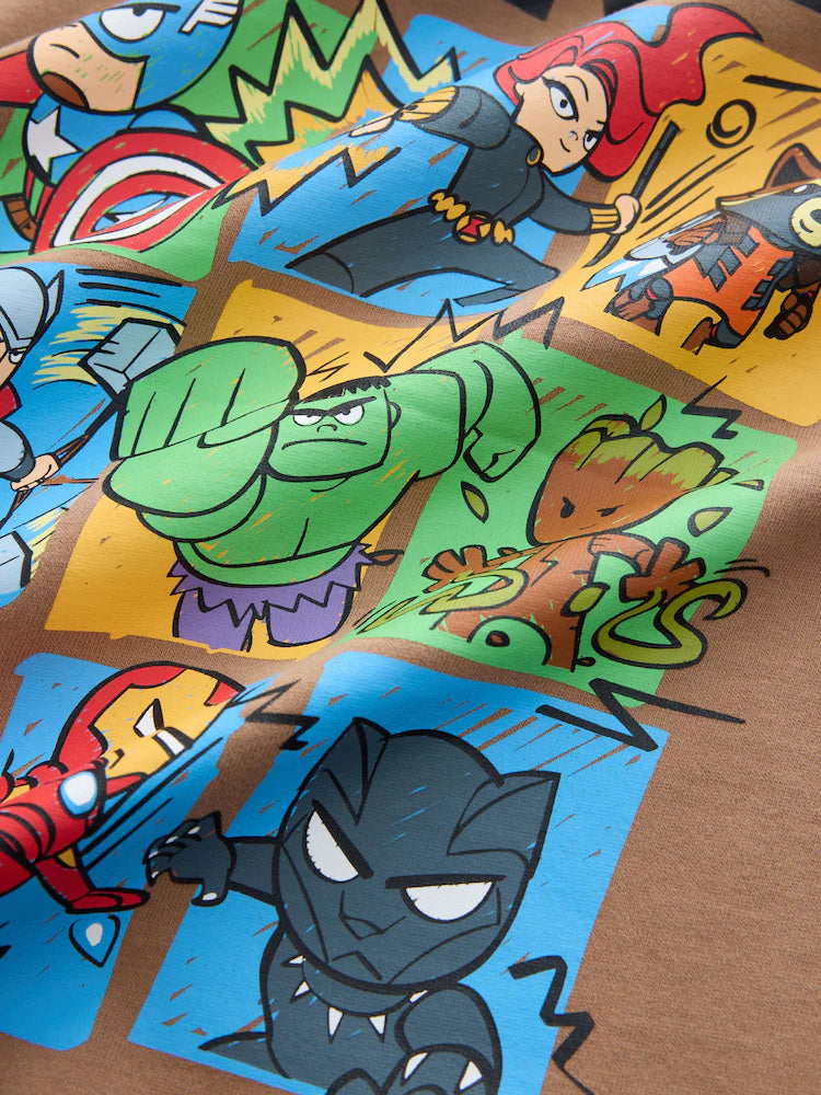 |Boy| Camiseta Marvel Marrom de Manga Longa (6 meses a 8 anos)