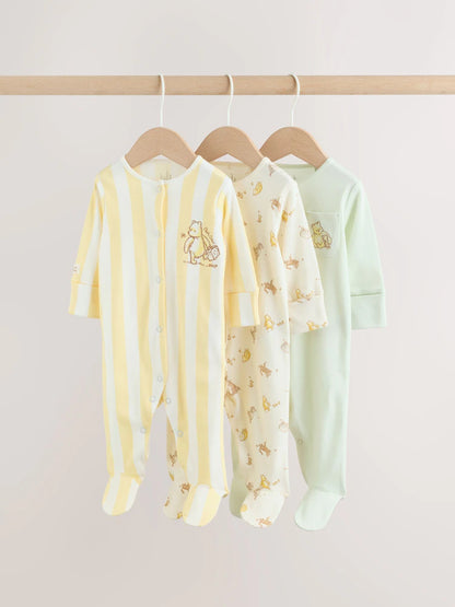 |BabyBoy| Conjunto De 3 Macacões Amarelos Do Ursinho Pooh Para Bebês (0 meses a 2 anos)
