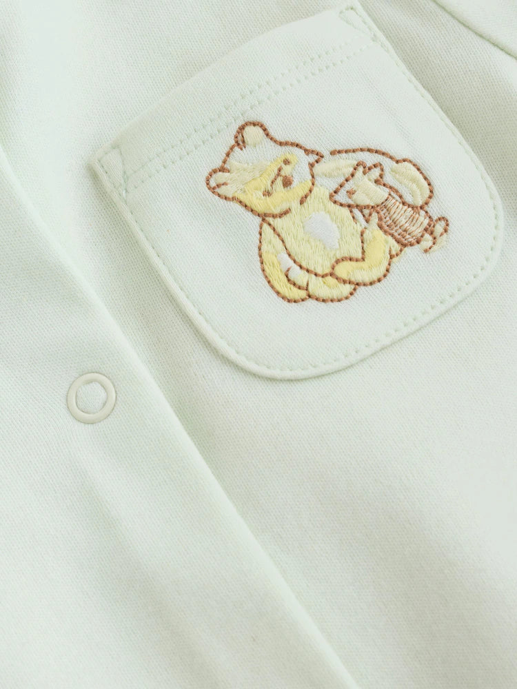 |BabyBoy| Conjunto De 3 Macacões Amarelos Do Ursinho Pooh Para Bebês (0 meses a 2 anos)